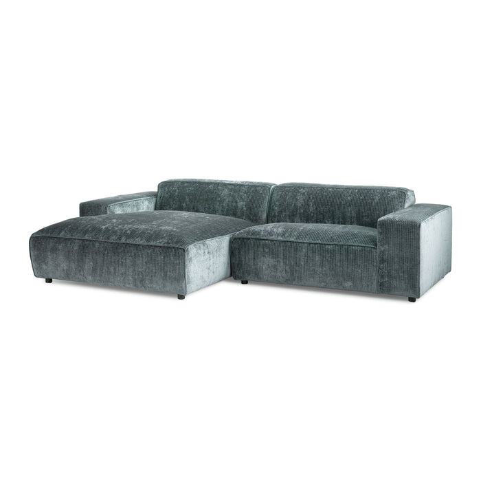 by fonQ Chunky Hoekbank met Chaise Longue Links - Rib - Teal