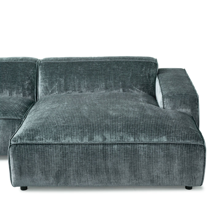 by fonQ Chunky Hoekbank met Chaise Longue Rechts - Rib - Teal