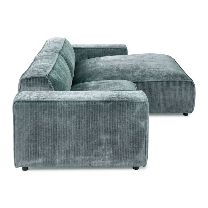 by fonQ Chunky Hoekbank met Chaise Longue Rechts - Rib - Teal