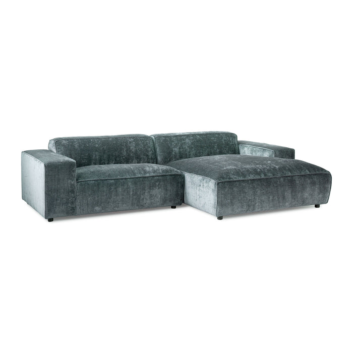 by fonQ Chunky Hoekbank met Chaise Longue Rechts - Rib - Teal