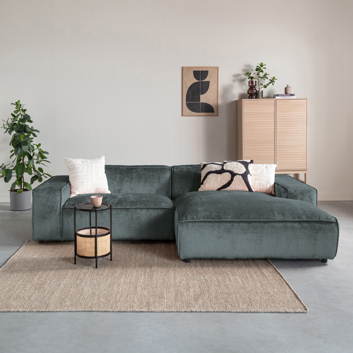 by fonQ Chunky Hoekbank met Chaise Longue Rechts - Rib - Teal