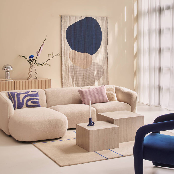 by fonQ Soft Hoekbank met Chaise Longue Links - Bouclé - Crème