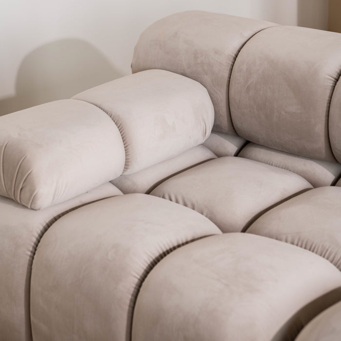 Milo Casa Tropea Modulaire Modulaire 3-zitsbank met Hocker - Lichtbeige