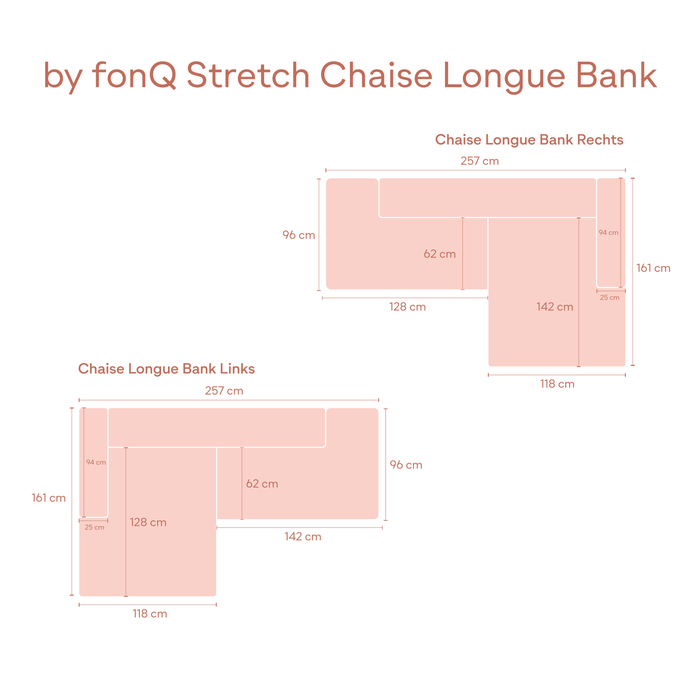 by fonQ Stretch Hoekbank met Chaise Longue Links - Beige