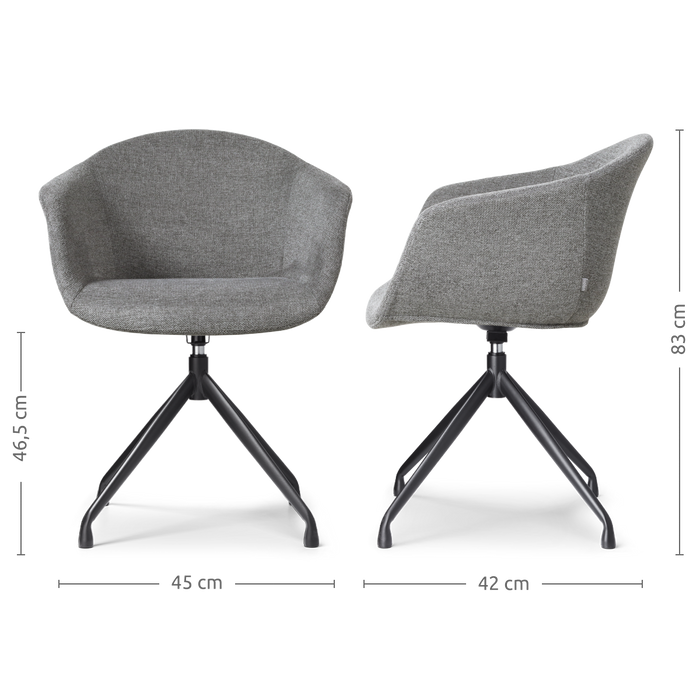Nolon Nola-Otis Draaibare Eetkamerstoelen Set - Donkergrijs - Zwart