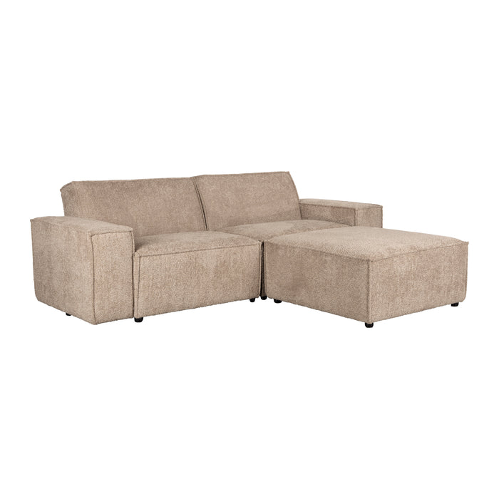Zuiver x fonQ James Modulaire 3-zitsbank met Hocker- Teddystof - Beige
