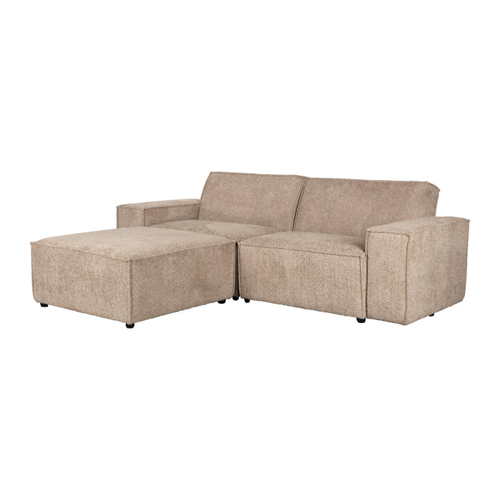 Zuiver x fonQ James Modulaire 3-zitsbank met Hocker- Teddystof - Beige