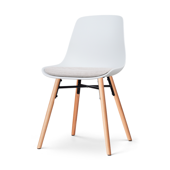 Nolon Nena-Liv Eetkamerstoel Wit - Beige Kussen - Houten Poten