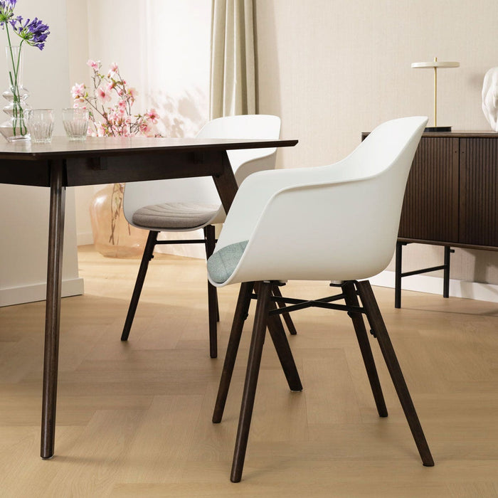 Nolon Nena-Liz Eetkamerstoel Wit - Zacht Groen Kussen - Walnoot