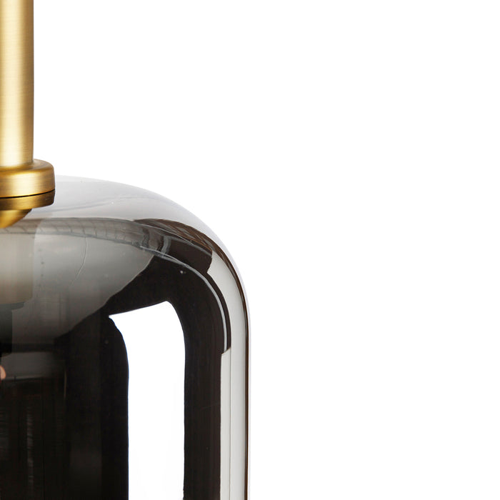 QAZQA Vloerlamp zwart met goud en smoke glas incl. PUCC - Zuzanna