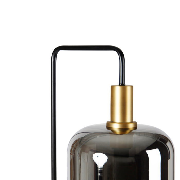 QAZQA Vloerlamp zwart met goud en smoke glas incl. PUCC - Zuzanna