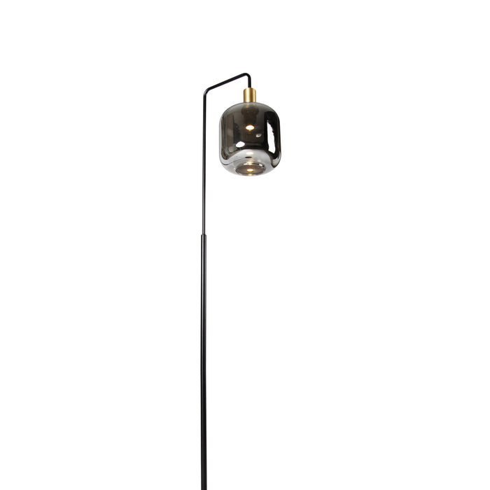 QAZQA Vloerlamp zwart met goud en smoke glas incl. PUCC - Zuzanna
