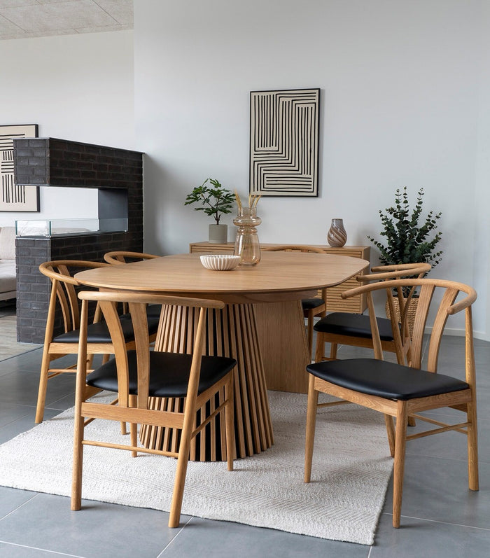 House Nordic Artenara Eetkamerstoel Eiken | Zwart PU-Leer set van 2