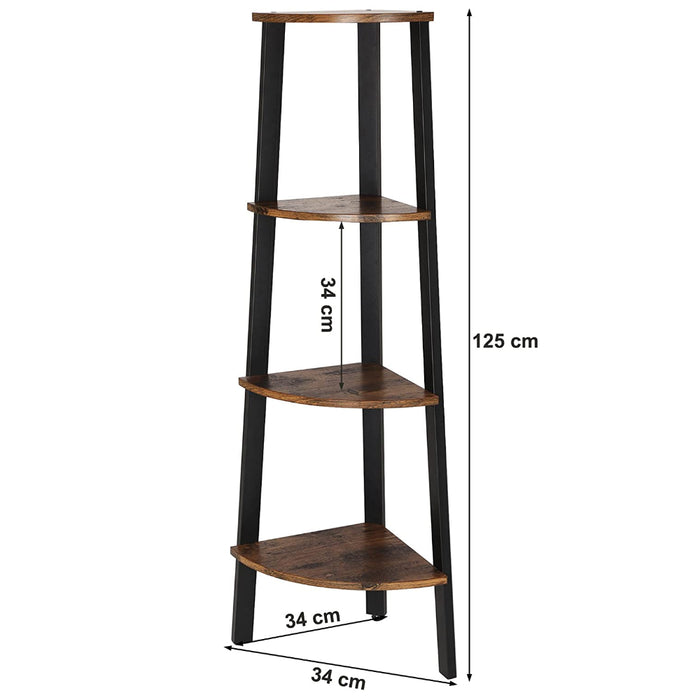 Boekenkast - hoekkast - 4 legplanken - 34x125x34 cm - vintage bruin