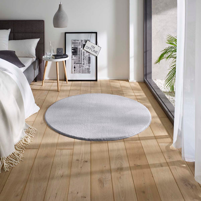 Tapeso Zacht rond vloerkleed Loft - grijs - wasbaar 30°C - 120 cm