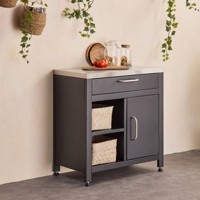 sweeek - Stalen buitenkeuken 1 lade en 1 deur, 80 cm breed