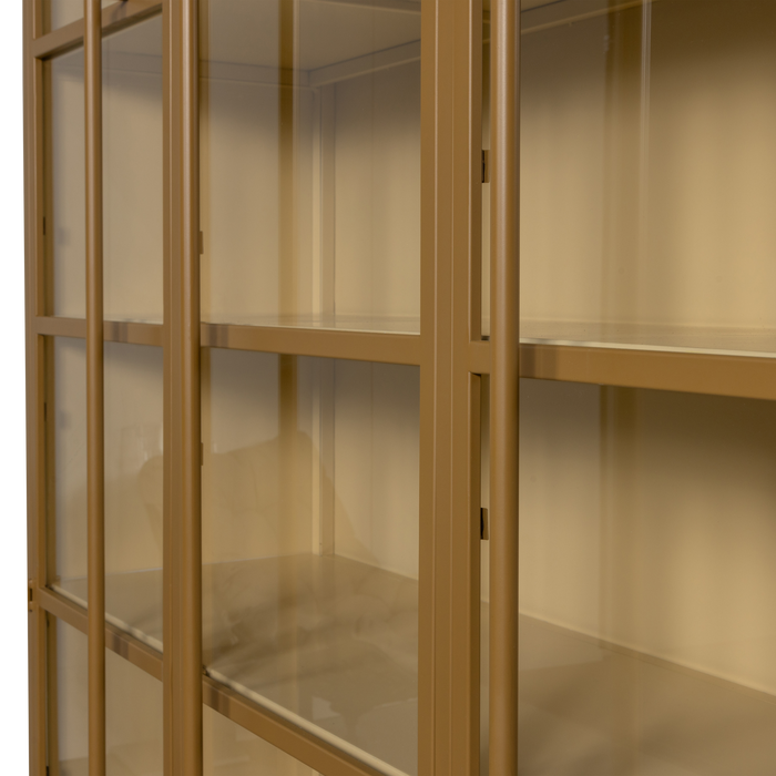 WOOOD 3-deurs vitrinekast XL Exhibit - Metaal - Geel - 200x142x44 cm