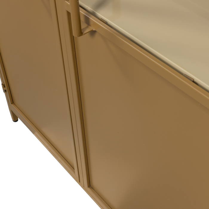 WOOOD 2-deurs vitrinekast XL Exhibit - Metaal - Geel - 200x99x44 cm