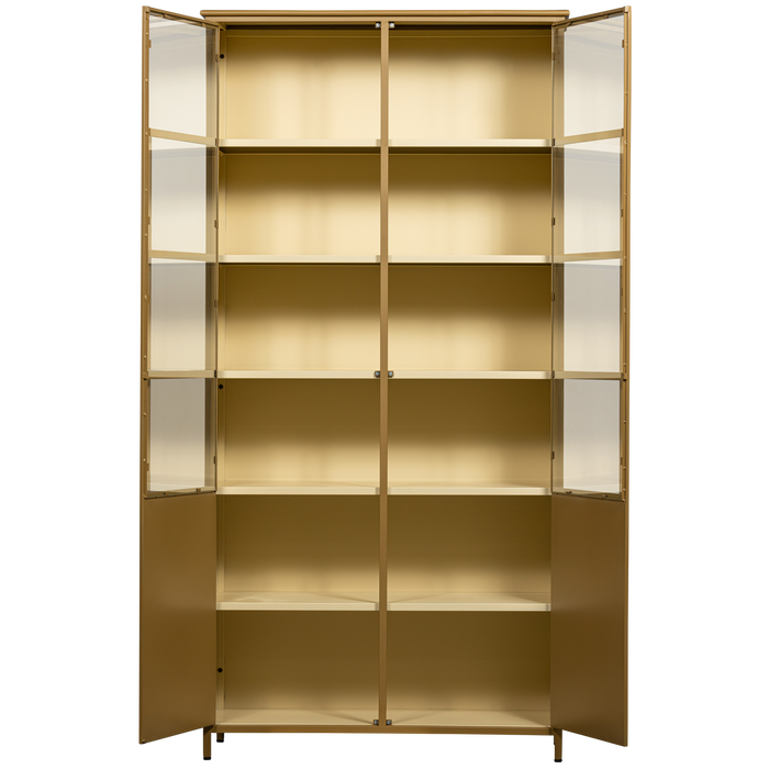 WOOOD 2-deurs vitrinekast XL Exhibit - Metaal - Geel - 200x99x44 cm