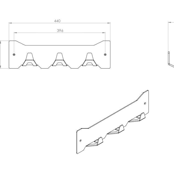 Gorillz Triangle Three - Wandkapstok - 44 x 5,6 x 12 cm - Wit