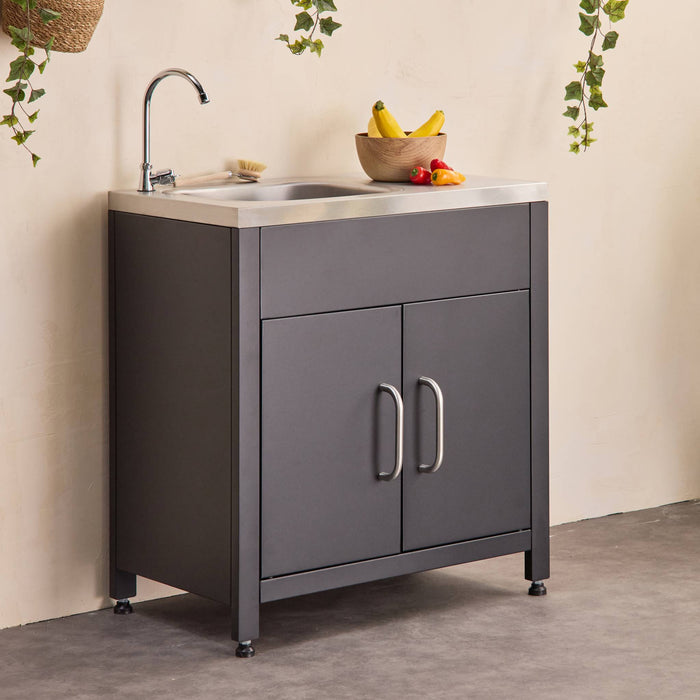 sweeek - Stalen buitenkeuken met gootsteen, 80cm breed