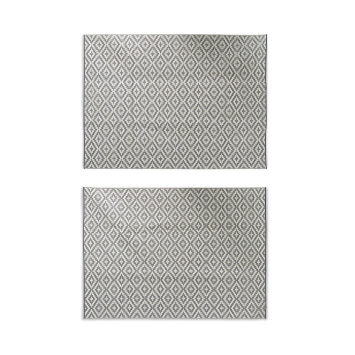 sweeek - Tapijt voor buiten met blauw|beige etnisch patroon