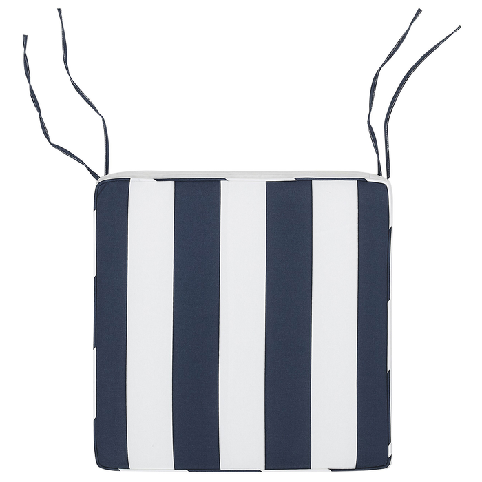 Beliani-SASSARI -Tuinstoel set van 8-Donkerhout|Blauw|Wit-Acaciahout