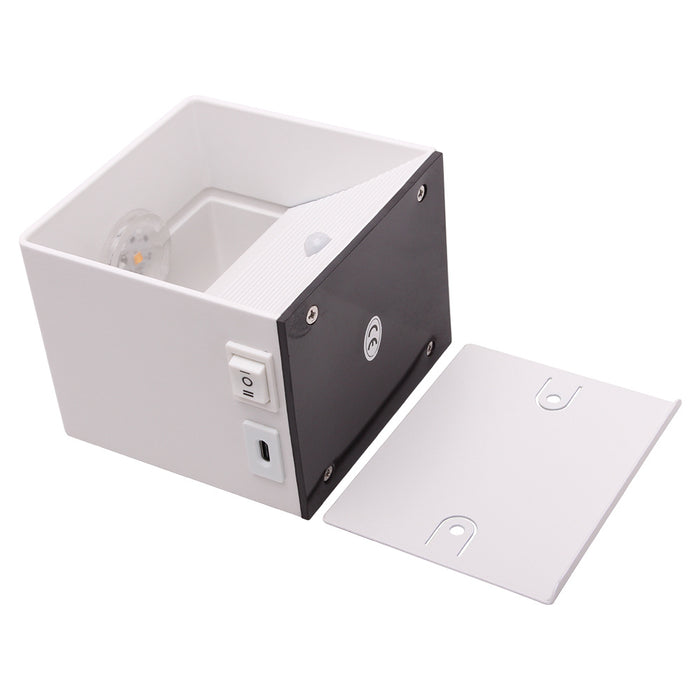 LT-Luce Oplaadbare Wandlamp Wit Accu Led 7 Watt USB Magneet 2700K