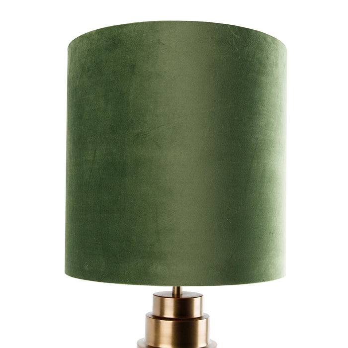 QAZQA Tafellamp brons velours kap groen met goud 40 cm - Bruut