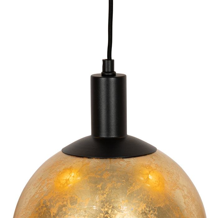 QAZQA Design hanglamp zwart met goud glas 5-lichts - Bert