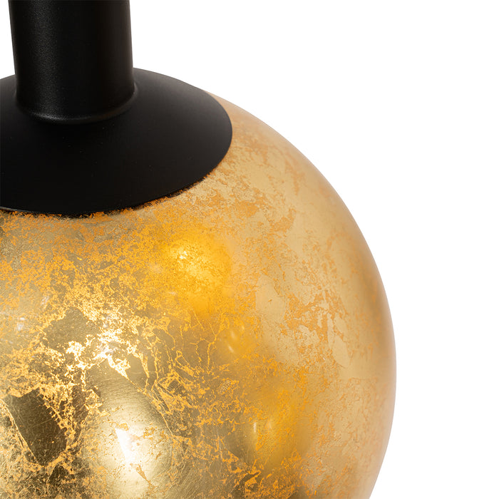 QAZQA Design hanglamp zwart met goud glas 5-lichts - Bert