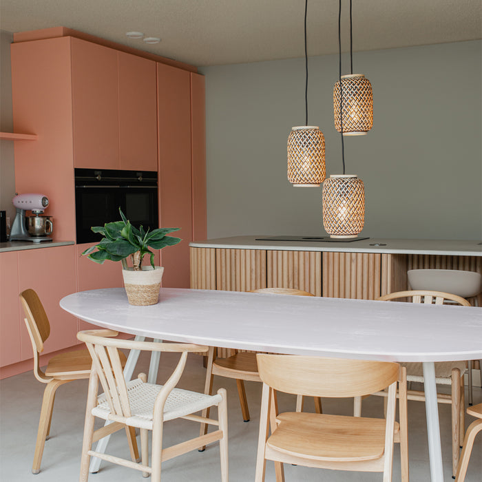 QAZQA Oosterse hanglamp bamboe met zwart 3-lichts - Yvonne