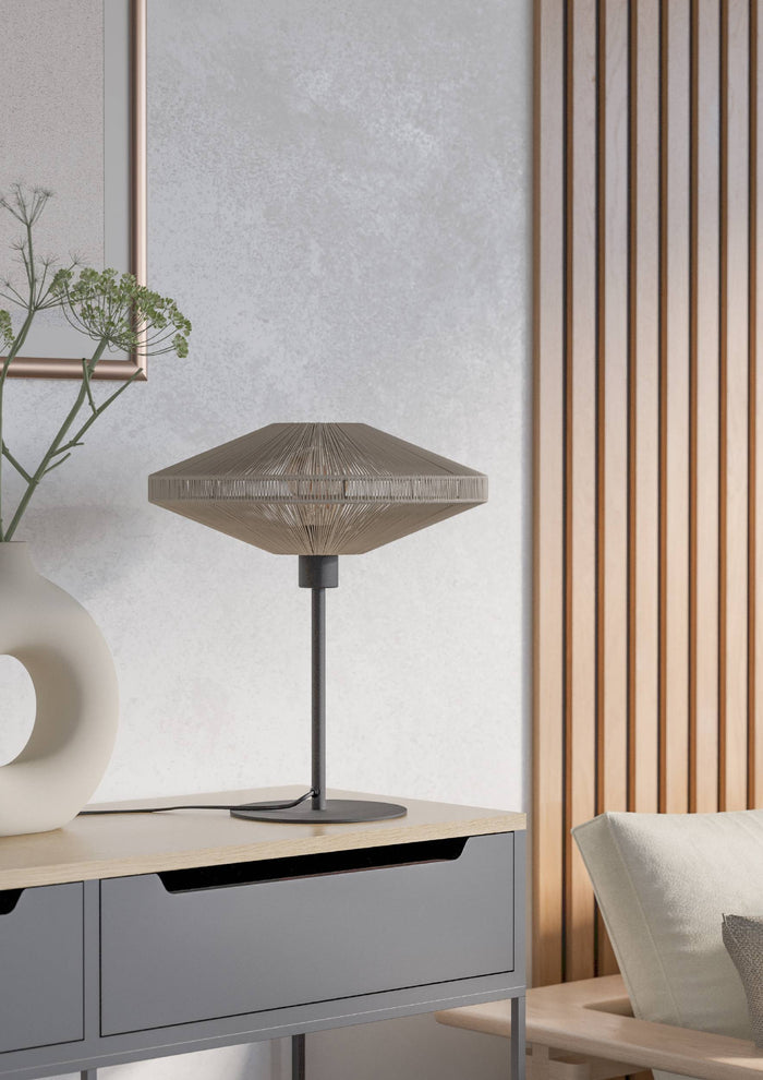 EGLO Midsumer tafellamp - E27 - H 44 cm - Zwart|Crème - Textiel