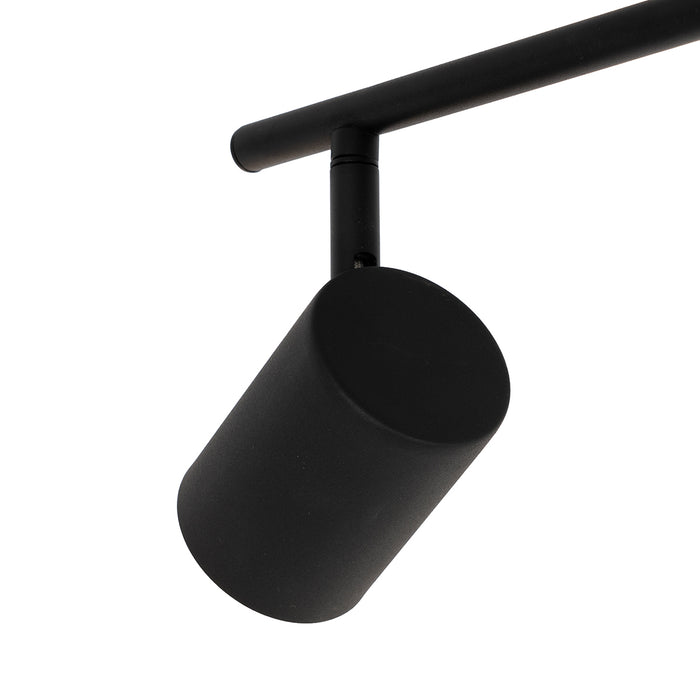 QAZQA Plafondlamp zwart met hout 5-lichts verstelbaar rechthoekig -