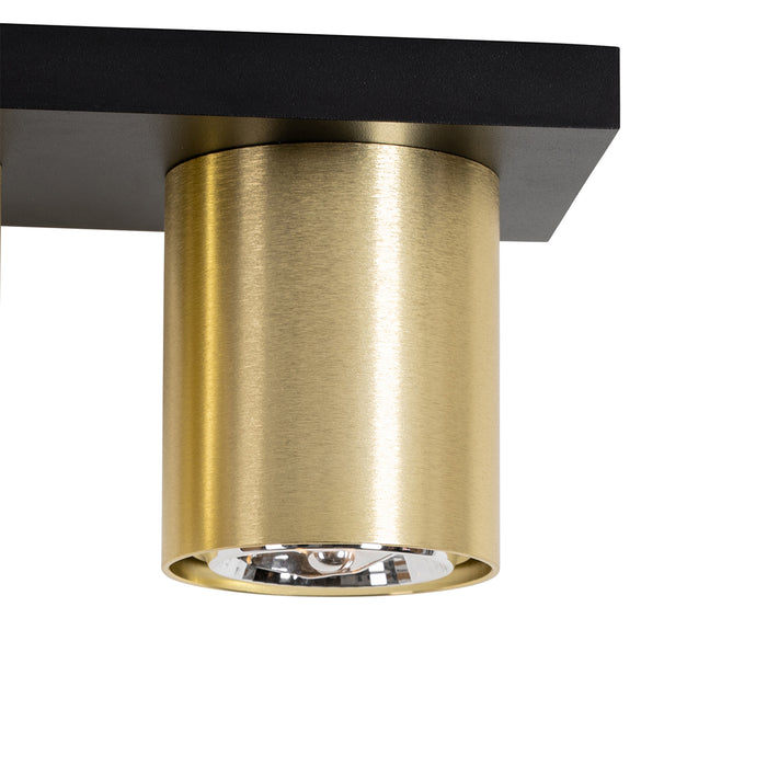 QAZQA Moderne plafondspot zwart met goud 2-lichts - Tubo