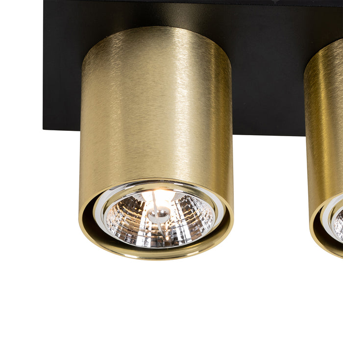 QAZQA Moderne plafondspot zwart met goud 2-lichts - Tubo