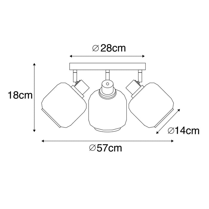 QAZQA Smart plafondspot zwart met goud met smoke glas incl. 3 Wifi