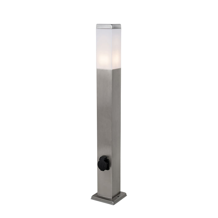 QAZQA Buitenlamp staal 80 cm met stopcontact IP44 - Malios
