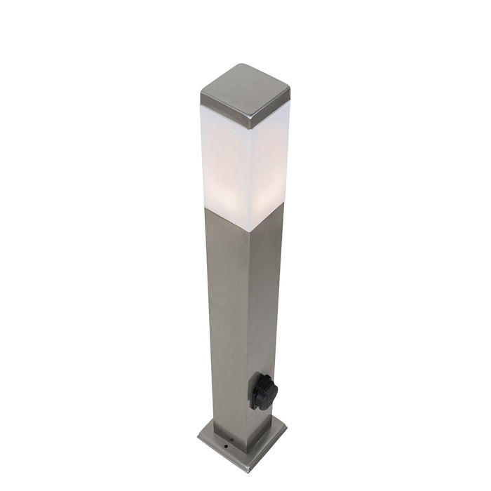 QAZQA Buitenlamp staal 80 cm met stopcontact IP44 - Malios