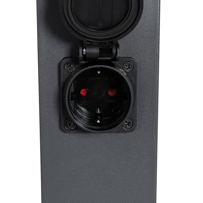 QAZQA Buitenlamp donkergrijs 80 cm met stopcontact IP44 - Malios