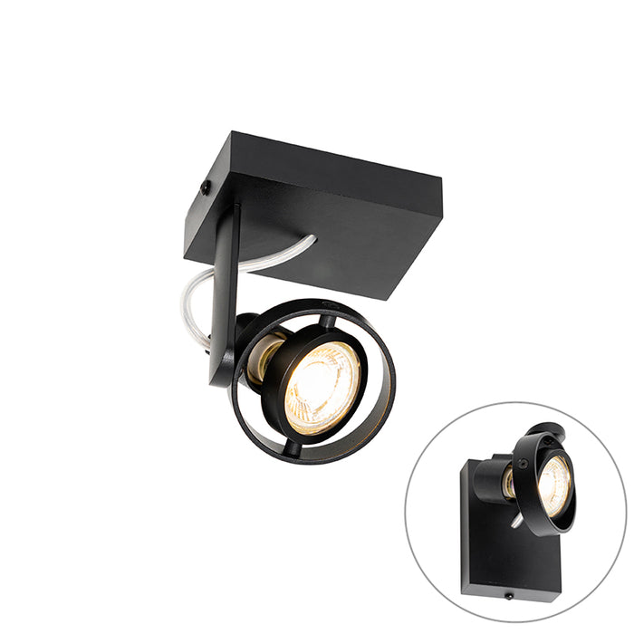QAZQA Moderne plafondspot zwart draai- en kantelbaar GU10 50mm -