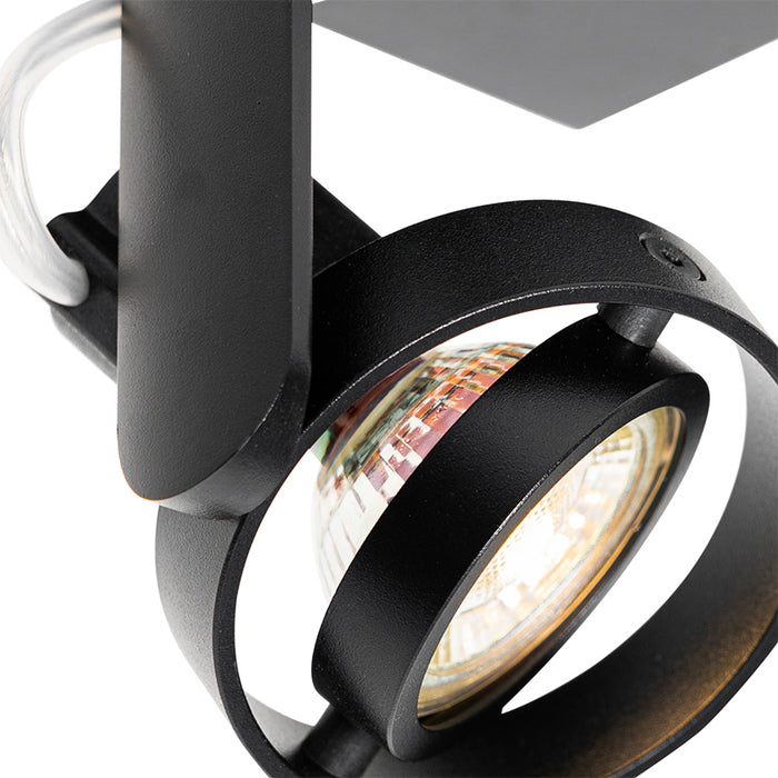 QAZQA Moderne plafondspot zwart draai- en kantelbaar GU10 50mm -