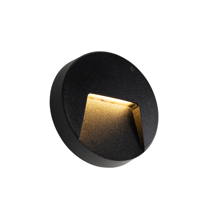 QAZQA Buiten wandlamp zwart rond incl. LED IP65 - Gem