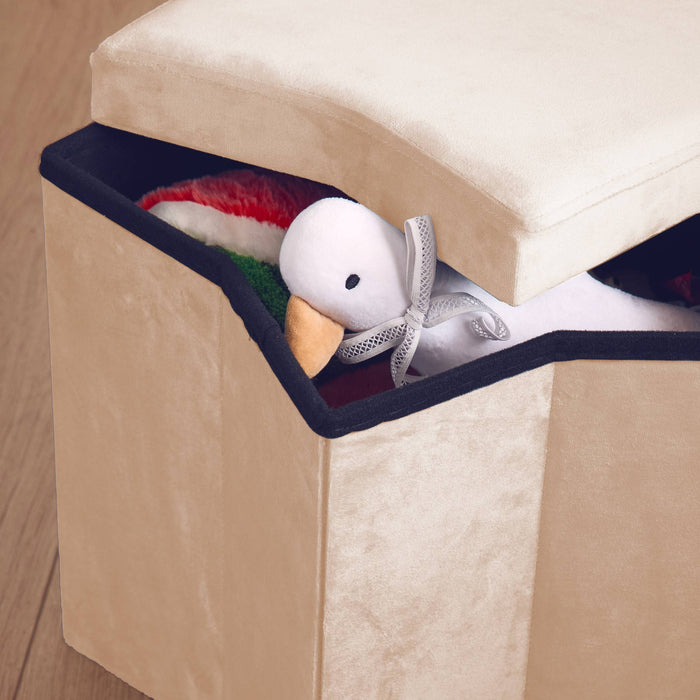 sweeek - Set van 2 opvouwbare stervormige krukjes in velours