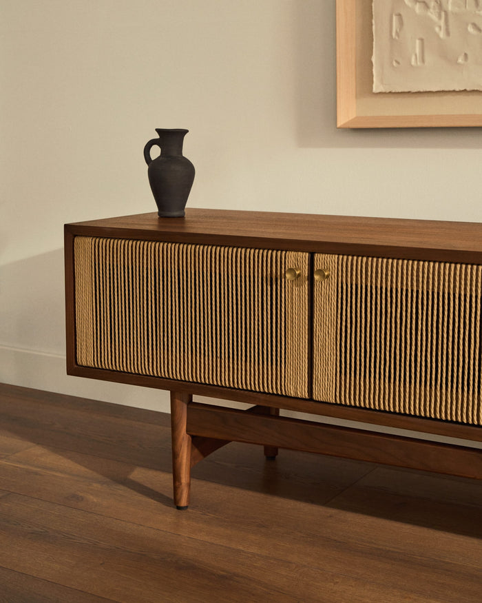 Kave Home - TV-meubel Elan 3 deurtjes notenfineer en massief notenhout