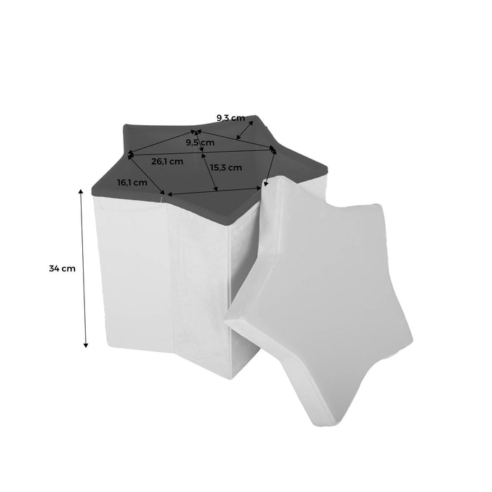 sweeek - Set van 2 opvouwbare stervormige krukjes in velours