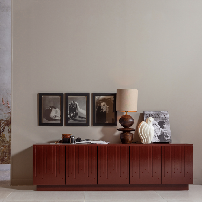 WOOOD Pencil TV Meubel - Grenen - Merlot Gloss - 52x180x40