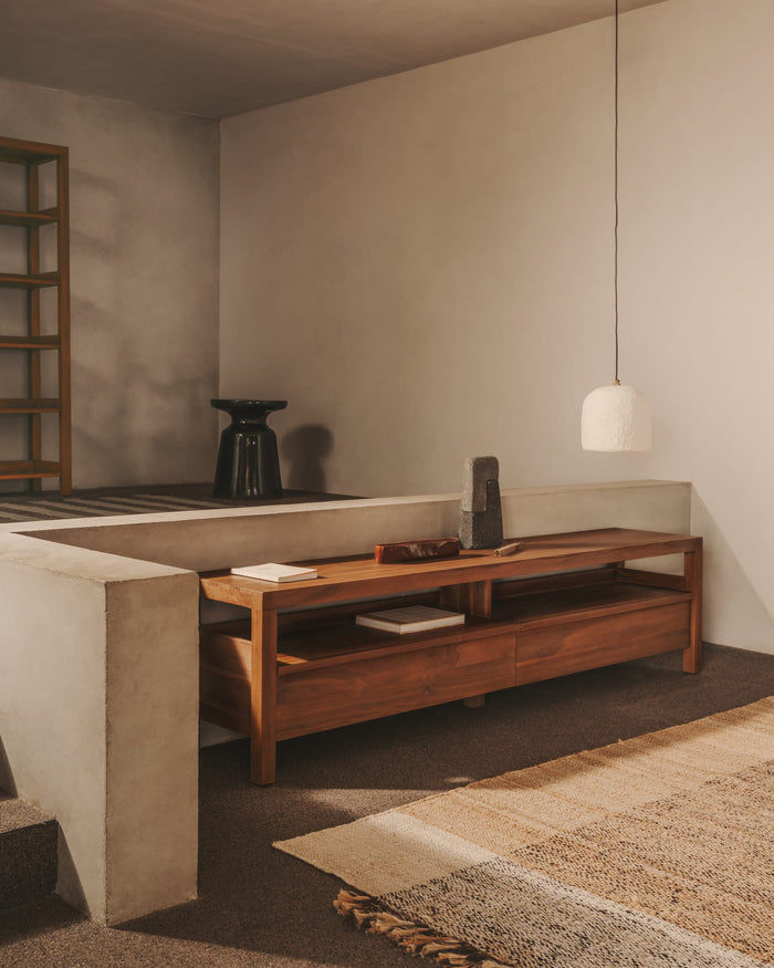 Kave Home - TV-meubel Sashi van massief teakhout 200 x 40 cm