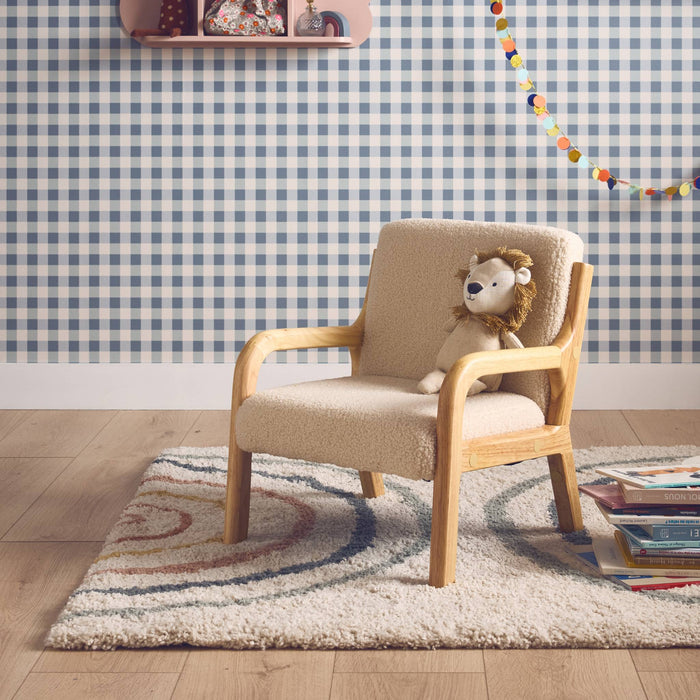 sweeek - Scandinavische kinderfauteuil in hout en boucléstof