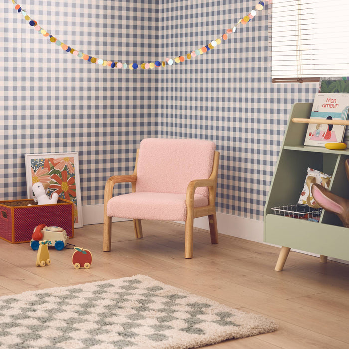 sweeek - Scandinavische kinderfauteuil in hout en boucléstof